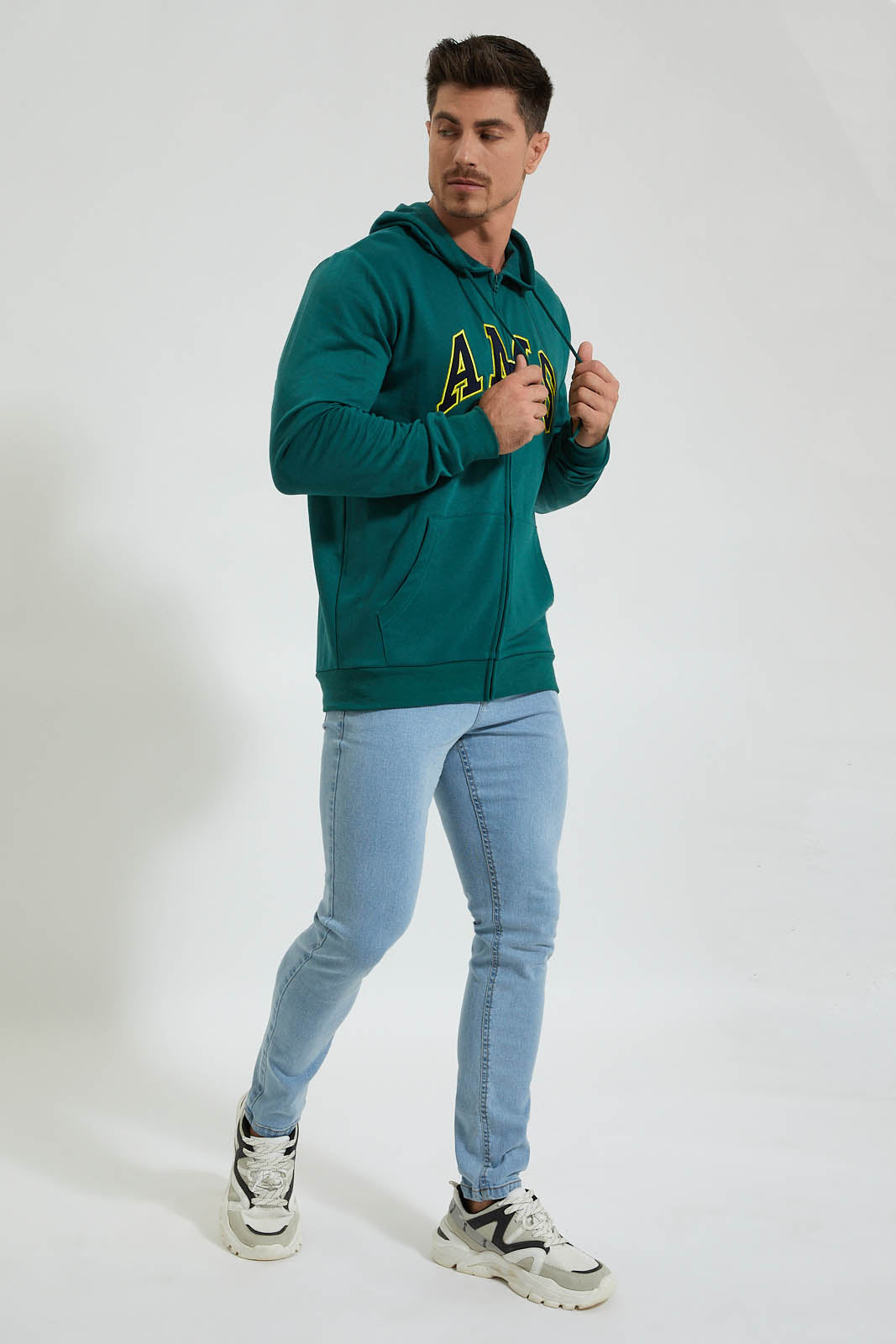 Redtag-Green-Zip-Thru-Hoody-With-Chest-Appilque-Colour:Green,-Filter:Men's-Clothing,-Men-Sweatshirts,-New-In,-New-In-Men,-Non-Sale,-Section:Men,-TBL,-W21B-Men's-
