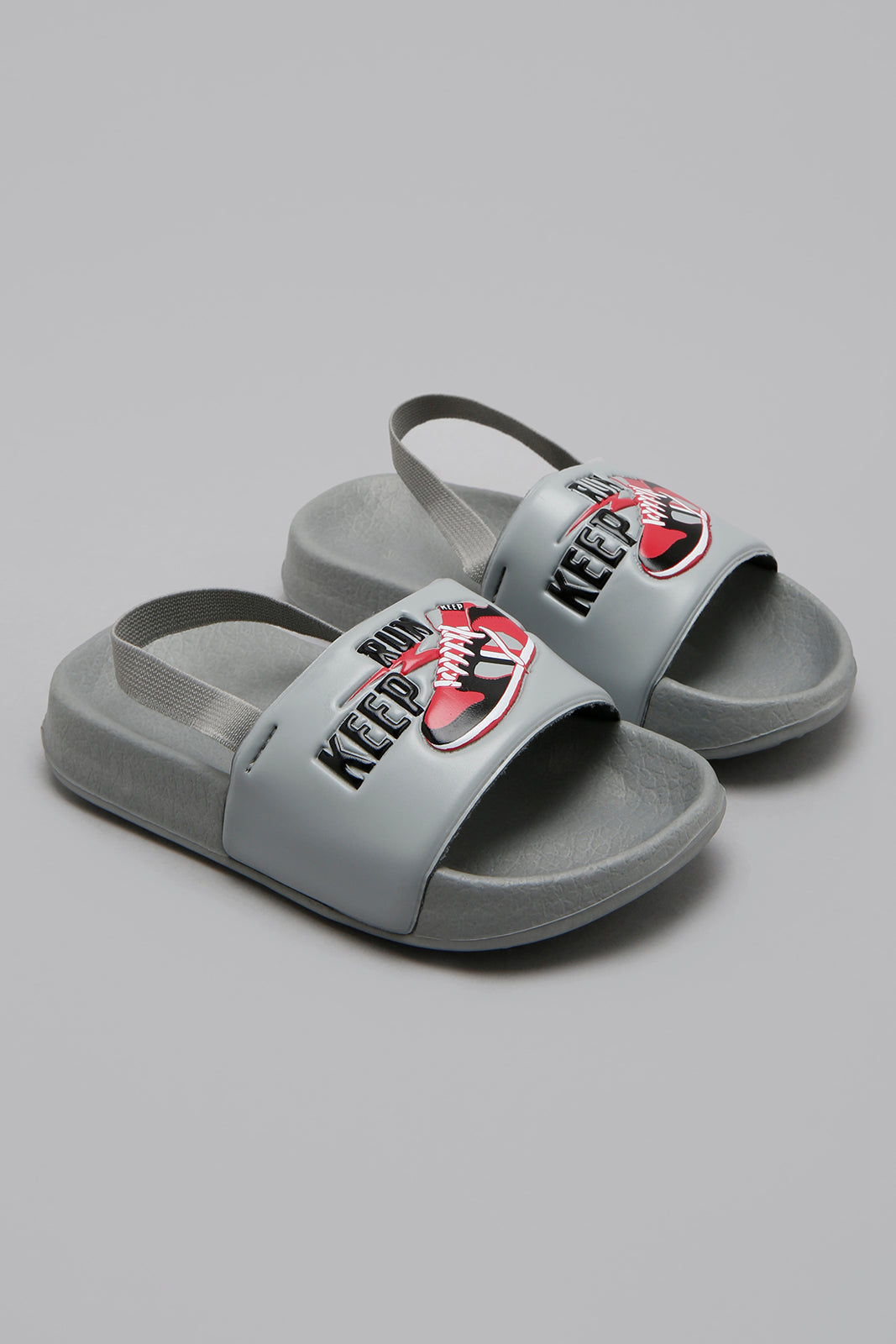 Grey Printed Slide With Backstrap