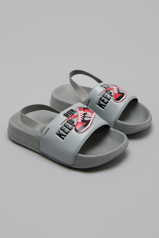 Grey Printed Slide With Backstrap