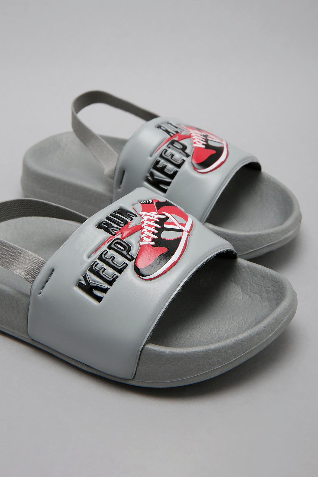 Grey Printed Slide With Backstrap