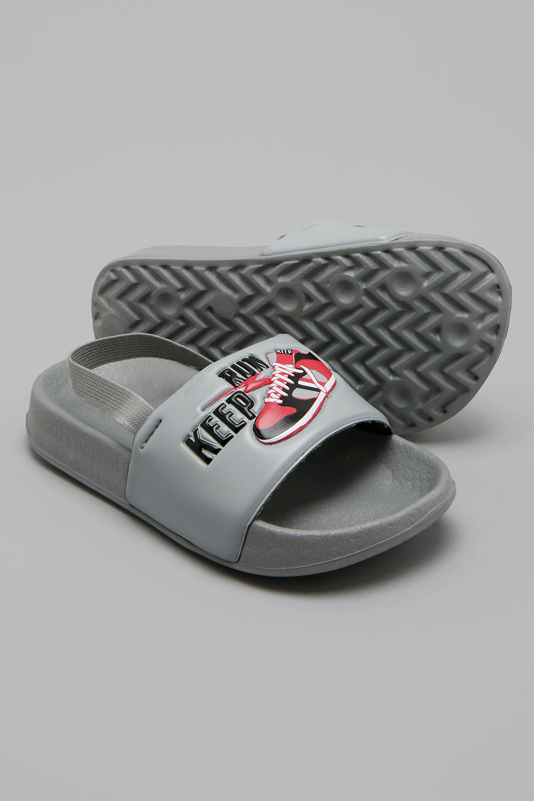 Grey Printed Slide With Backstrap