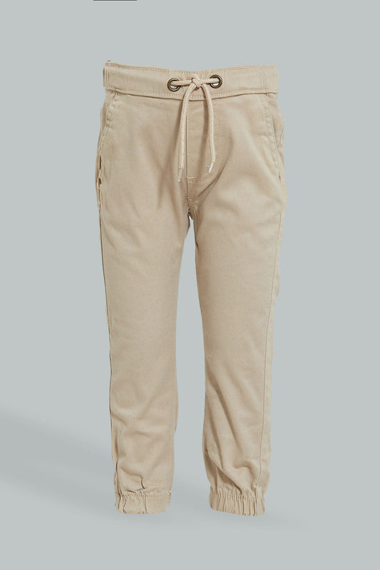 Beige Twill Joggers