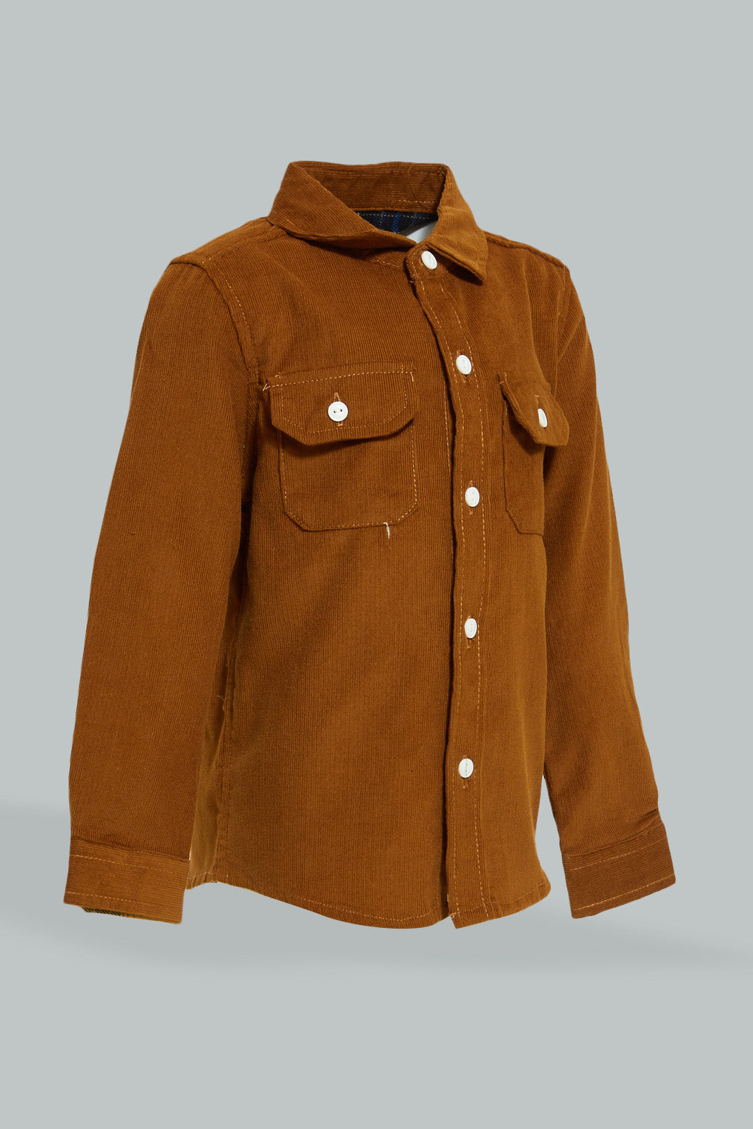 Redtag-Camel-Brown-Cord-Shirt-Casual-Shirts-Infant-Boys-3 to 24 Months