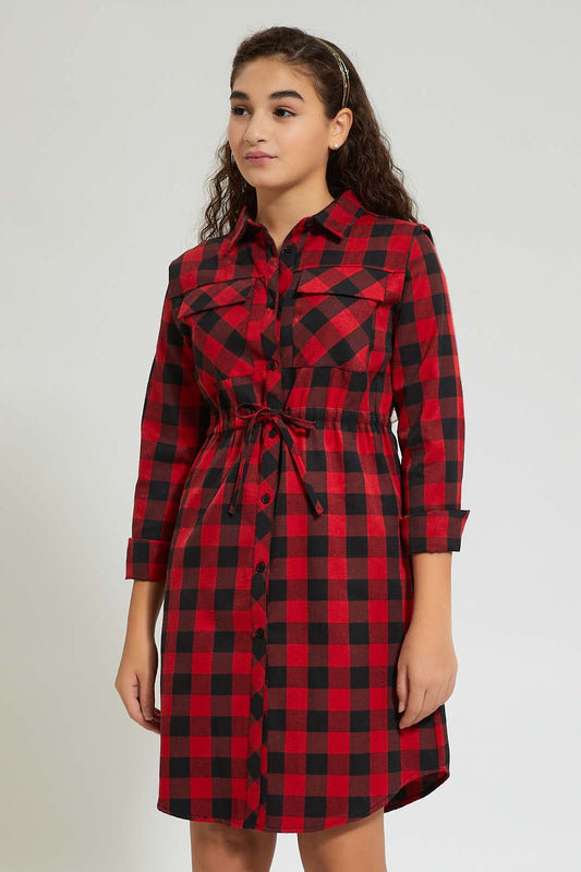 Redtag-Red-Plaid-Shirt-Colour:Assorted,-Filter:Senior-Girls-(9-to-14-Yrs),-GSR-Dresses,-New-In,-New-In-GSR,-Non-Sale,-Section:Kidswear,-W21B-Senior-Girls-9 to 14 Years