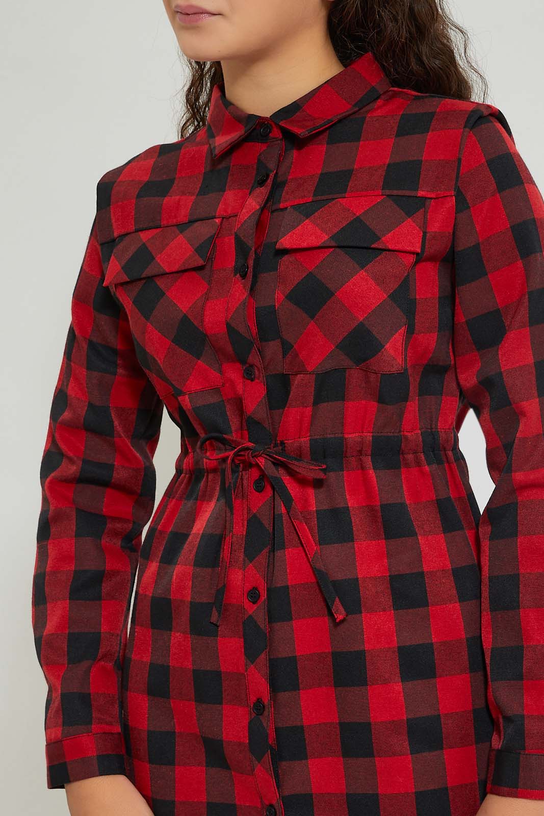 Redtag-Red-Plaid-Shirt-Colour:Assorted,-Filter:Senior-Girls-(9-to-14-Yrs),-GSR-Dresses,-New-In,-New-In-GSR,-Non-Sale,-Section:Kidswear,-W21B-Senior-Girls-9 to 14 Years