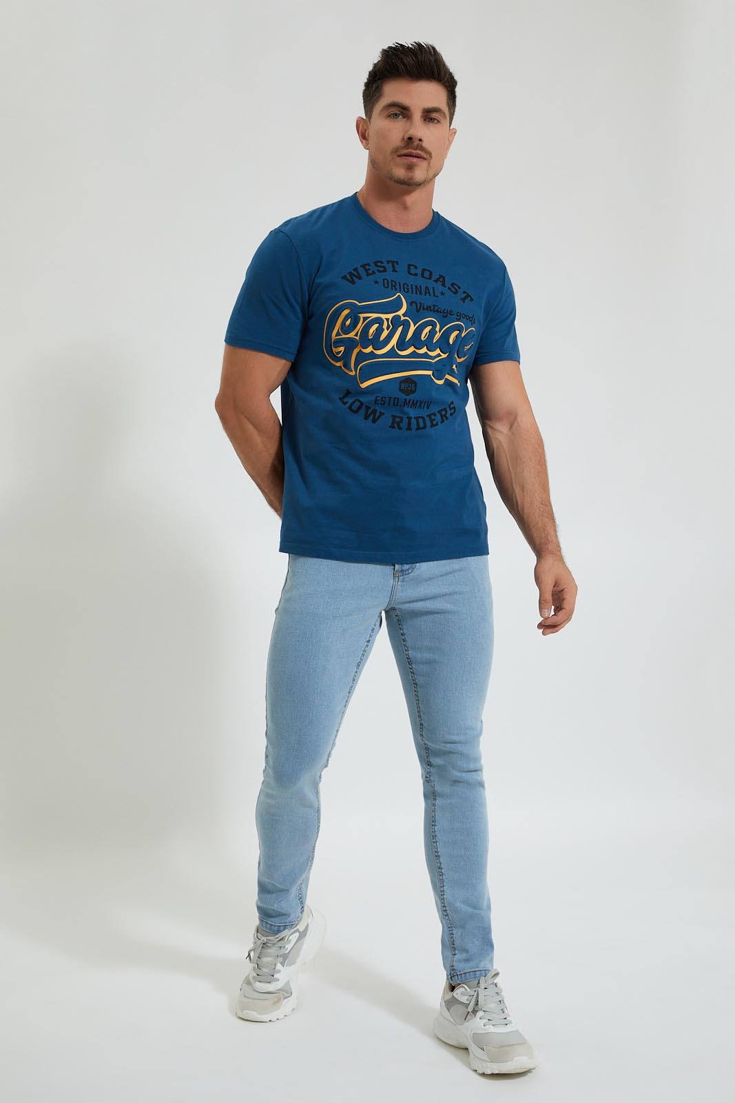 Redtag-Blue-T-Shirt-Colour:Blue,-Filter:Men's-Clothing,-Men-T-Shirts,-New-In,-New-In-Men,-Non-Sale,-Section:Men,-W21A-Men's-