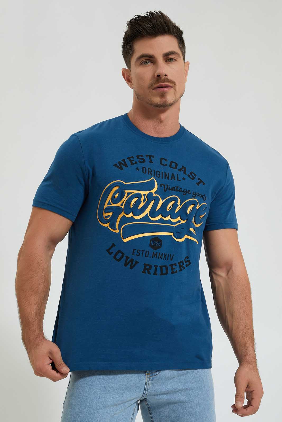 Redtag-Blue-T-Shirt-Colour:Blue,-Filter:Men's-Clothing,-Men-T-Shirts,-New-In,-New-In-Men,-Non-Sale,-Section:Men,-W21A-Men's-