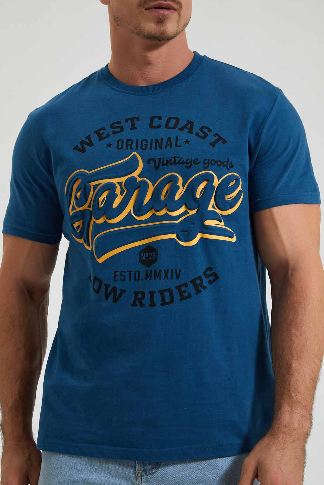 Redtag-Blue-T-Shirt-Colour:Blue,-Filter:Men's-Clothing,-Men-T-Shirts,-New-In,-New-In-Men,-Non-Sale,-Section:Men,-W21A-Men's-
