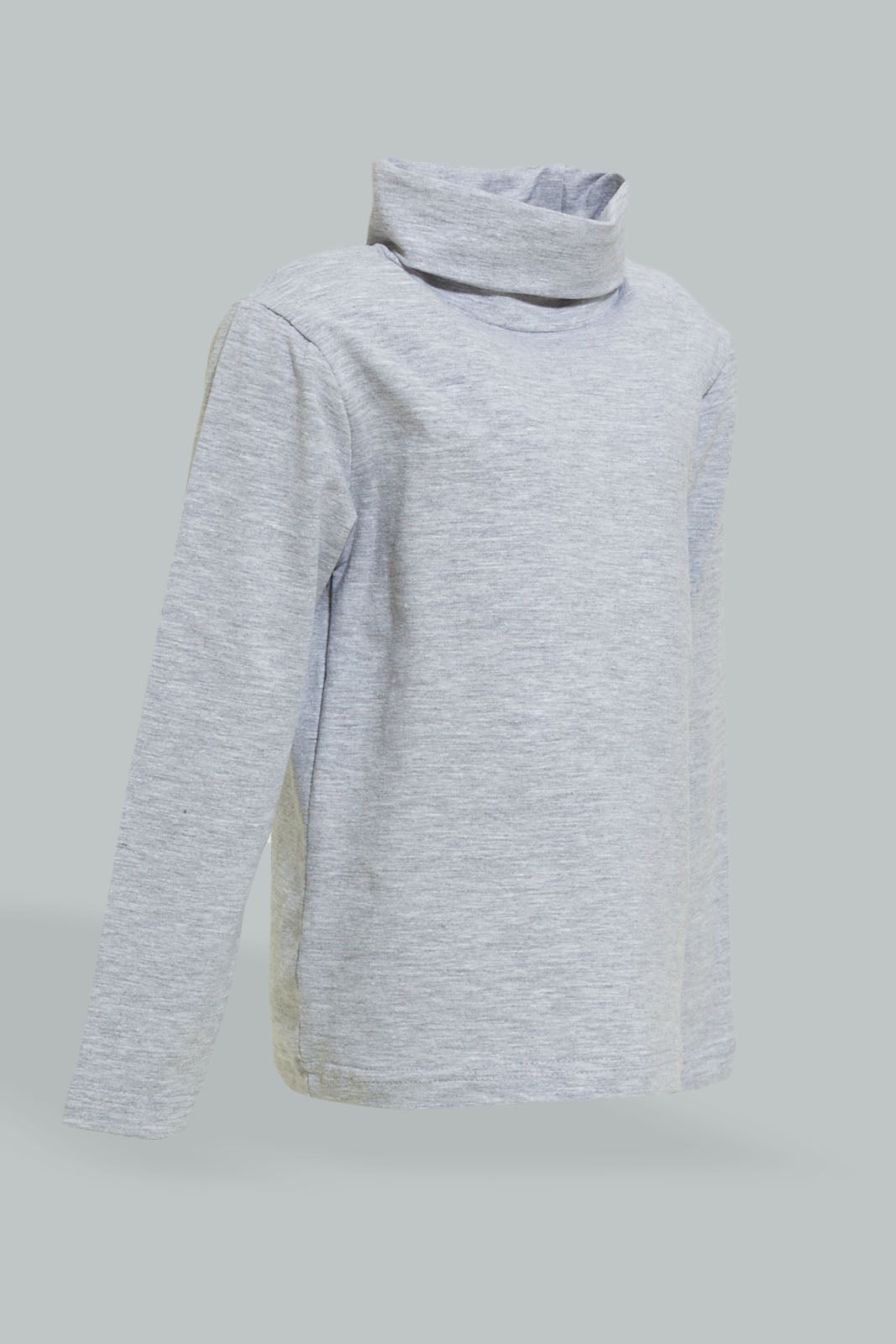 Redtag-Mid-Grey-High-Neck-Tshirt-Long-Sleeves-Infant-Boys-3 to 24 Months