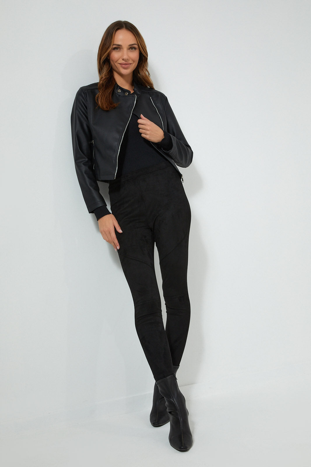 Redtag-Black-Biker-Faux-Leather-Jacket-Jackets-Women's-