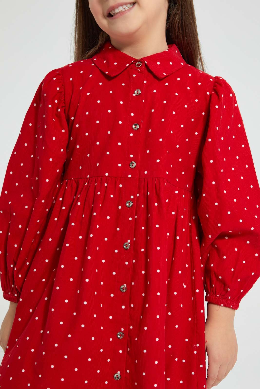 Redtag-Red-Polka-Dot-Dress-Dresses-Girls-2 to 8 Years