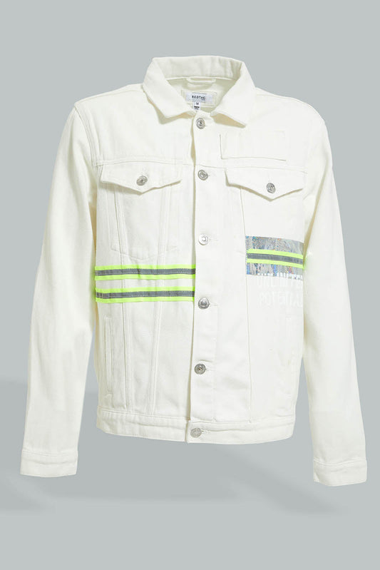 Redtag-White-Denim-Jacket-With-Reflective-Tape-Colour:White,-Filter:Men's-Clothing,-Men-Jackets,-New-In,-New-In-Men,-Non-Sale,-Section:Men,-W21B-Men's-