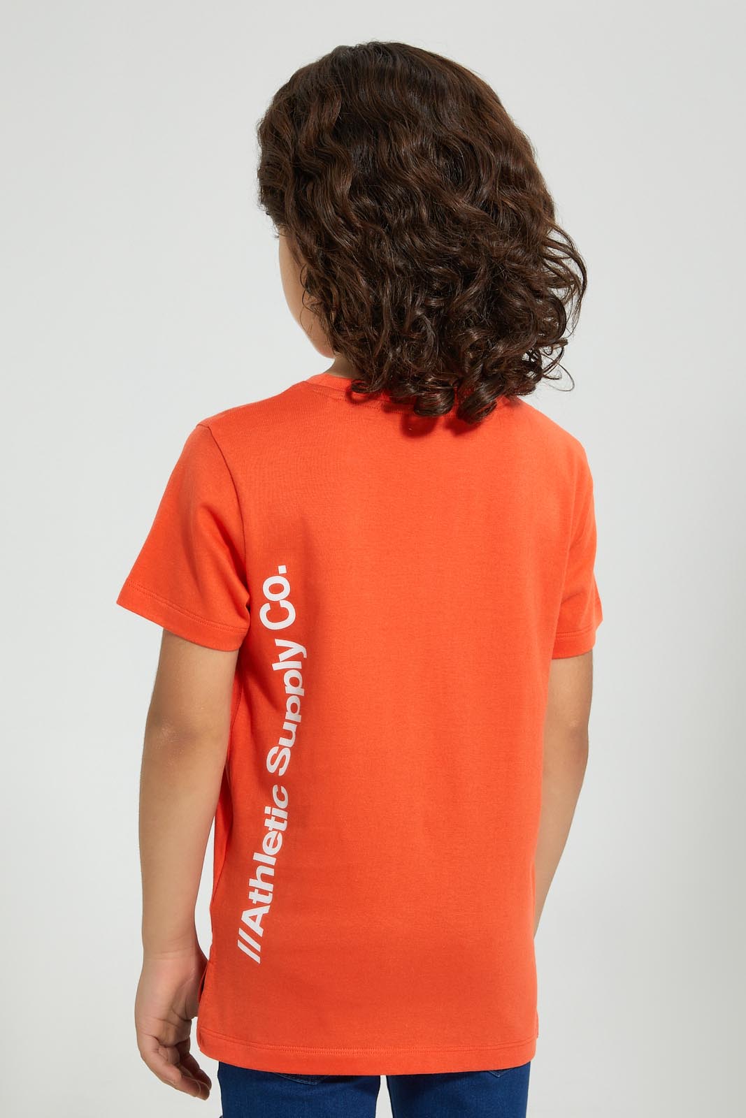 Redtag-Red-T-Shirt-With-Printed-Zipper-Graphic-Prints-Boys-2 to 8 Years