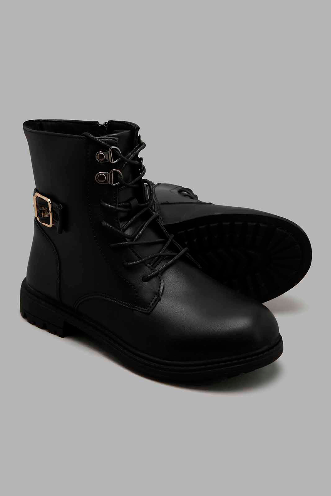 Redtag-Black-Chukka-Boots-With-Buckle-Belt-Trim-Character,-Colour:Black,-Filter:Girls-Footwear-(5-to-14-Yrs),-GSR-Boots,-New-In,-New-In-GSR-FOO,-Non-Sale,-W21B--