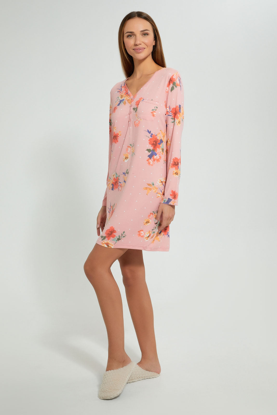 Redtag-Floral-Printed-Placket-Nightshirt-Nightshirts-Women's-
