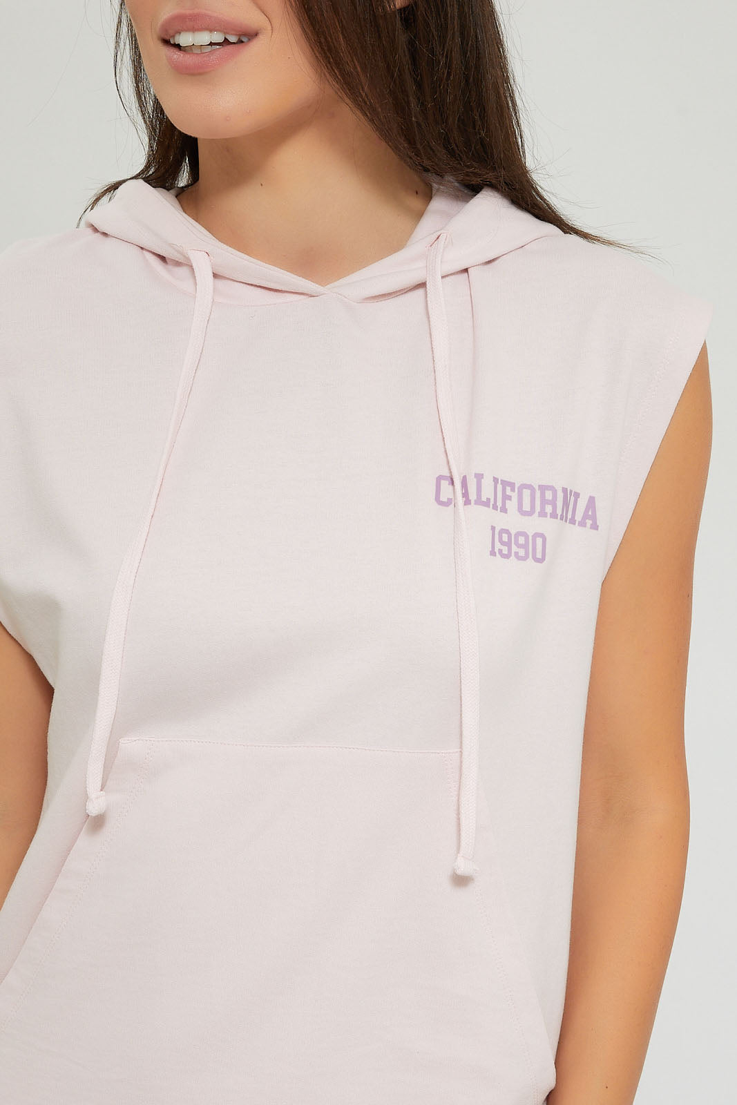Pink Oversized Sleeveless Hoodie