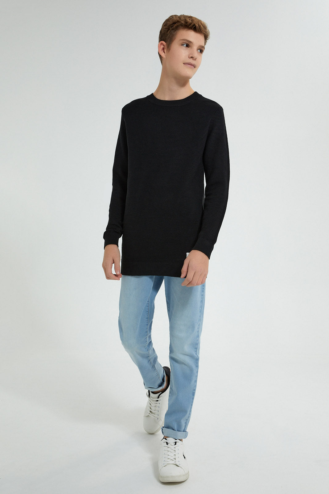 Redtag-Black-Plain-Pullover-BSR-Pullovers,-Colour:Black,-Filter:Senior-Boys-(9-to-14-Yrs),-New-In,-New-In-BSR,-Non-Sale,-Section:Kidswear,-W21B-Senior-Boys-9 to 14 Years