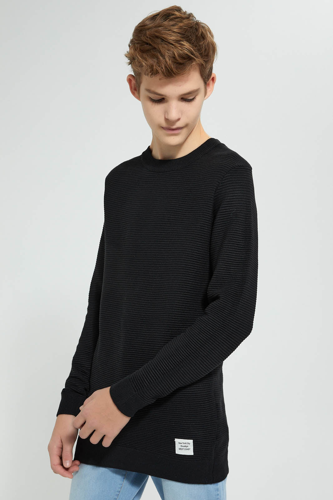 Redtag-Black-Plain-Pullover-BSR-Pullovers,-Colour:Black,-Filter:Senior-Boys-(9-to-14-Yrs),-New-In,-New-In-BSR,-Non-Sale,-Section:Kidswear,-W21B-Senior-Boys-9 to 14 Years