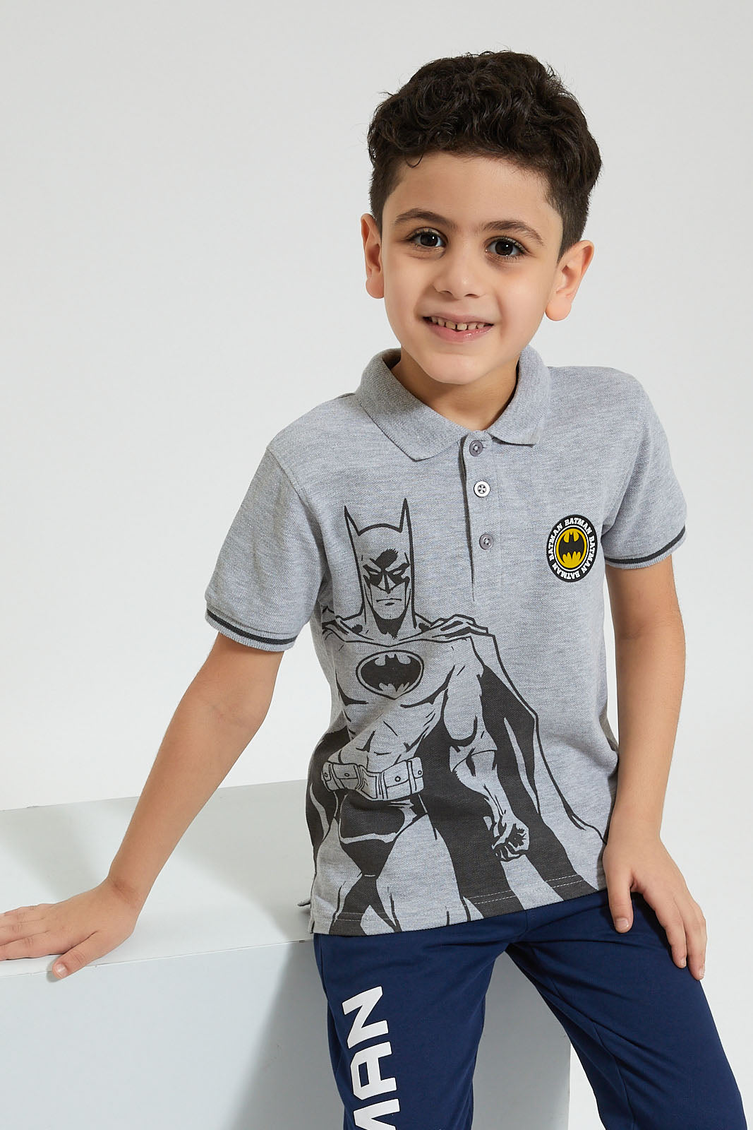 Grey Batman Polo Shirt