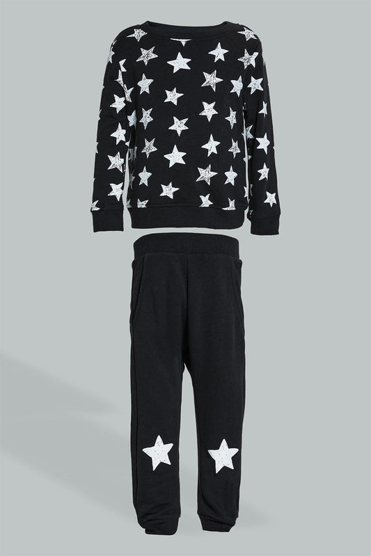 Redtag-Black-Star-Printed-Jog-Set-(2-Pack)-Colour:Black,-Filter:Infant-Boys-(3-to-24-Mths),-Infant-Boys-Sets,-New-In,-New-In-INB,-Non-Sale,-Section:Kidswear,-W21B-Infant-Boys-3 to 24 Months