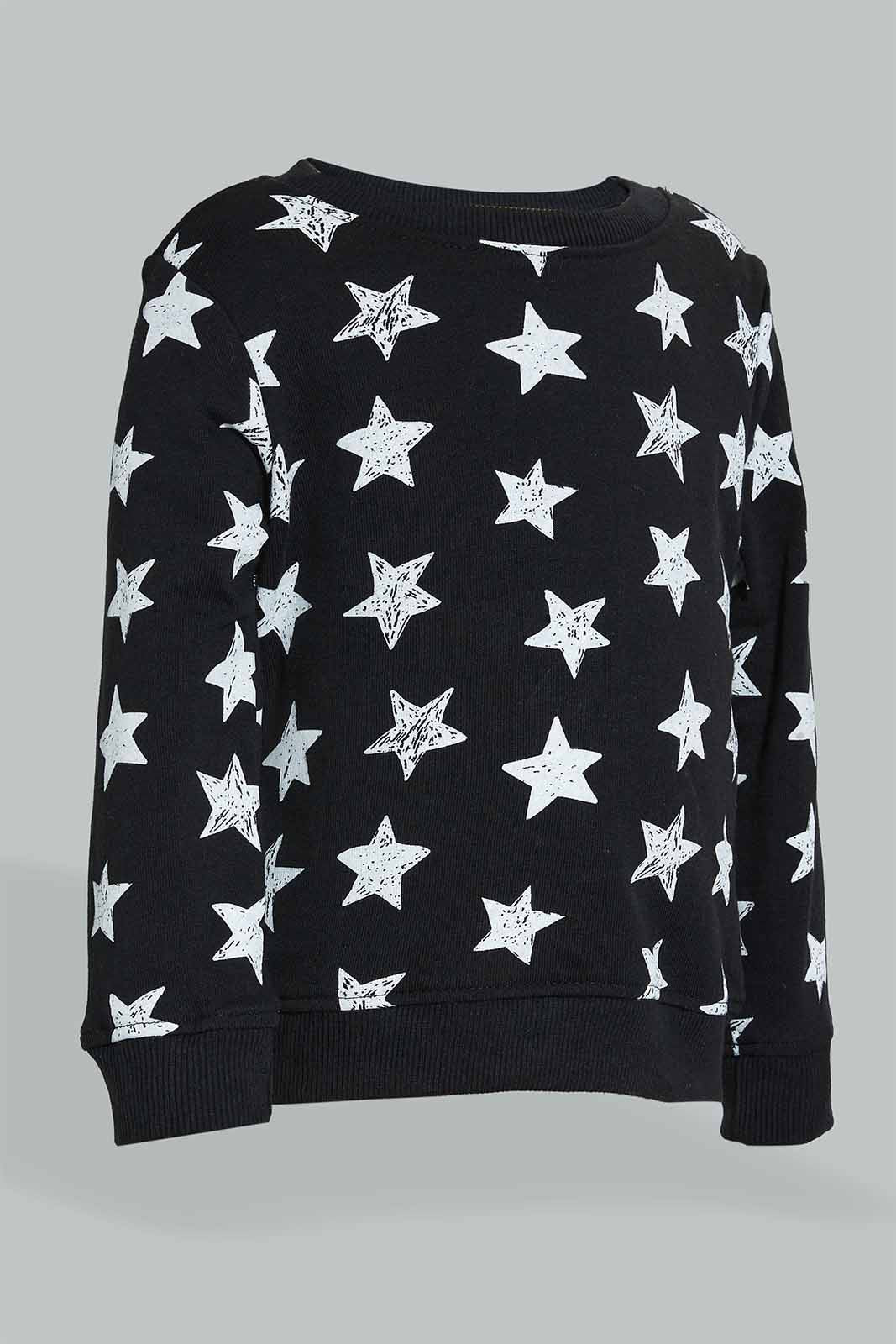 Redtag-Black-Star-Printed-Jog-Set-(2-Pack)-Colour:Black,-Filter:Infant-Boys-(3-to-24-Mths),-Infant-Boys-Sets,-New-In,-New-In-INB,-Non-Sale,-Section:Kidswear,-W21B-Infant-Boys-3 to 24 Months