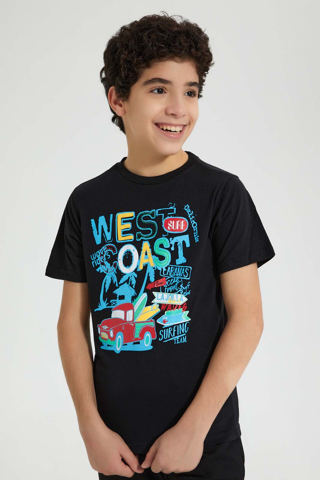 Redtag-Black-Check-With-T-Shirt-Casual-Shirts-Senior-Boys-9 to 14 Years