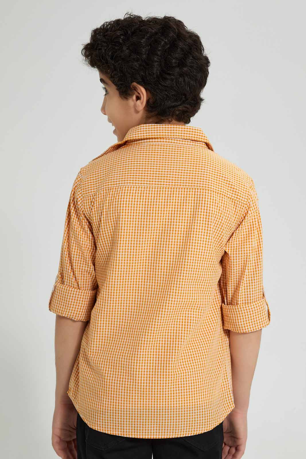 Redtag-Yellow-Check-With-T-Shirt-Casual-Shirts-Senior-Boys-9 to 14 Years