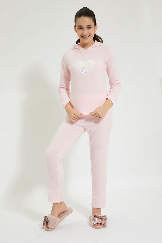 Redtag-Pink-Hooded-Microfleece-Sets-Colour:Pink,-EHW,-Filter:Senior-Girls-(9-to-14-Yrs),-GSR-Pyjama-Sets,-New-In,-New-In-GSR,-Non-Sale,-Section:Kidswear,-W21B-Senior-Girls-9 to 14 Years