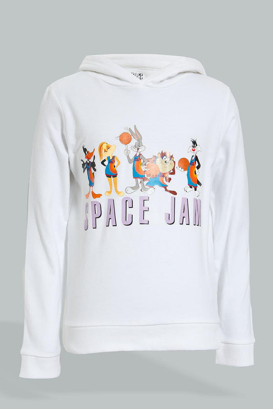 Redtag-White-Looney-Tunes-Hooded-Pullover-SweatShirt-Character,-Colour:White,-Filter:Senior-Girls-(9-to-14-Yrs),-GSR-Sweatshirts,-New-In,-New-In-GSR,-Non-Sale,-Section:Kidswear,-TBL,-W21B-Senior-Girls-9 to 14 Years
