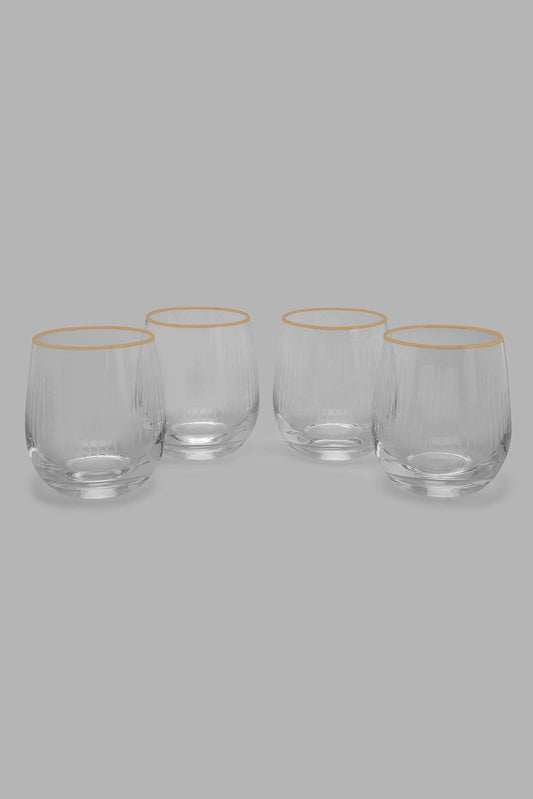 Redtag-Clear-Tumbler-Set-With-Gold-Rim-(4-Piece)-Colour:Clear,-Filter:Home-Dining,-HMW-DIN-Glass-Sets,-New-In,-New-In-HMW-DIN,-Non-Sale,-Section:Homewares,-W21B-Home-Dining-