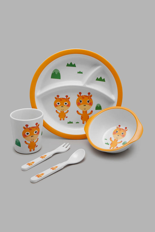 Redtag-Orange-Kids-Breakfast-Set-(5-Piece)-Colour:Orange,-Filter:Home-Dining,-HMW-DIN-Crockery-Sets,-New-In,-New-In-HMW-DIN,-Non-Sale,-Section:Homewares,-W21B-Home-Dining-