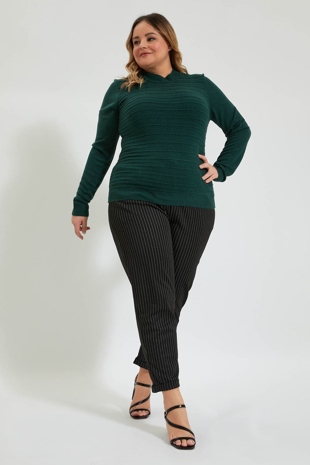 Redtag-Black-Stripe-Trouser-With-Drawcord-Colour:Black,-Deals:20%OFF,-Filter:Plus-Size,-LDP-Trousers,-New-In,-New-In-LDP,-Non-Sale,-Section:Women,-TBL,-W21B-Women's-