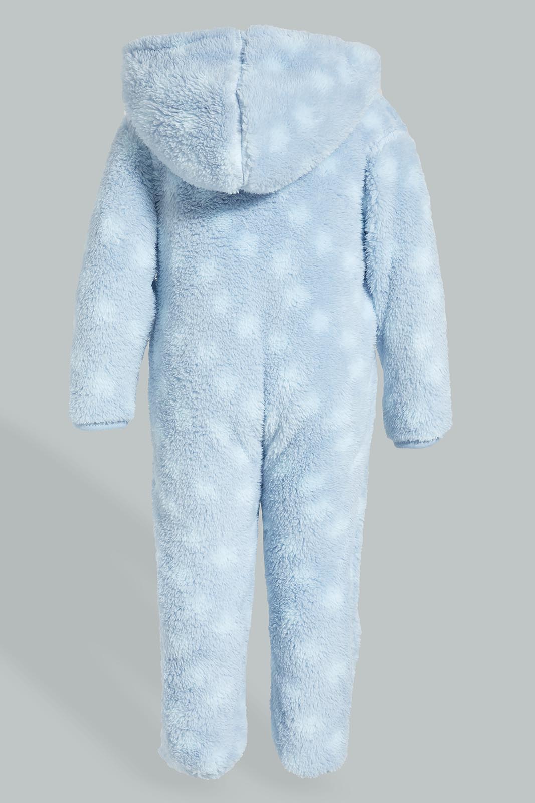 Redtag-Blue-Spaceship-Hooded-Fluffy-Coat-Coats-Baby-0 to 12 Months