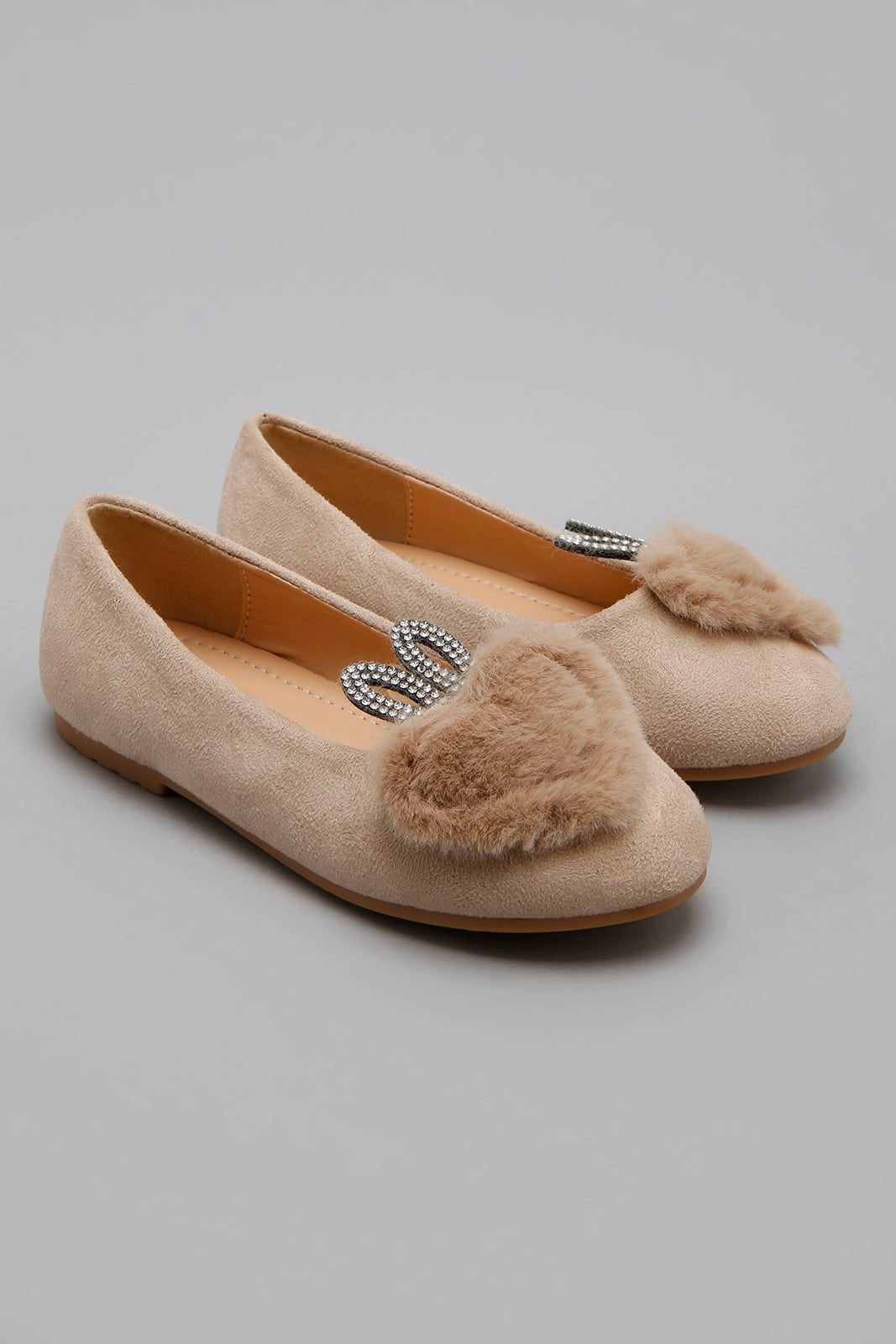 Beige Faux-Fur Buny Ballerina