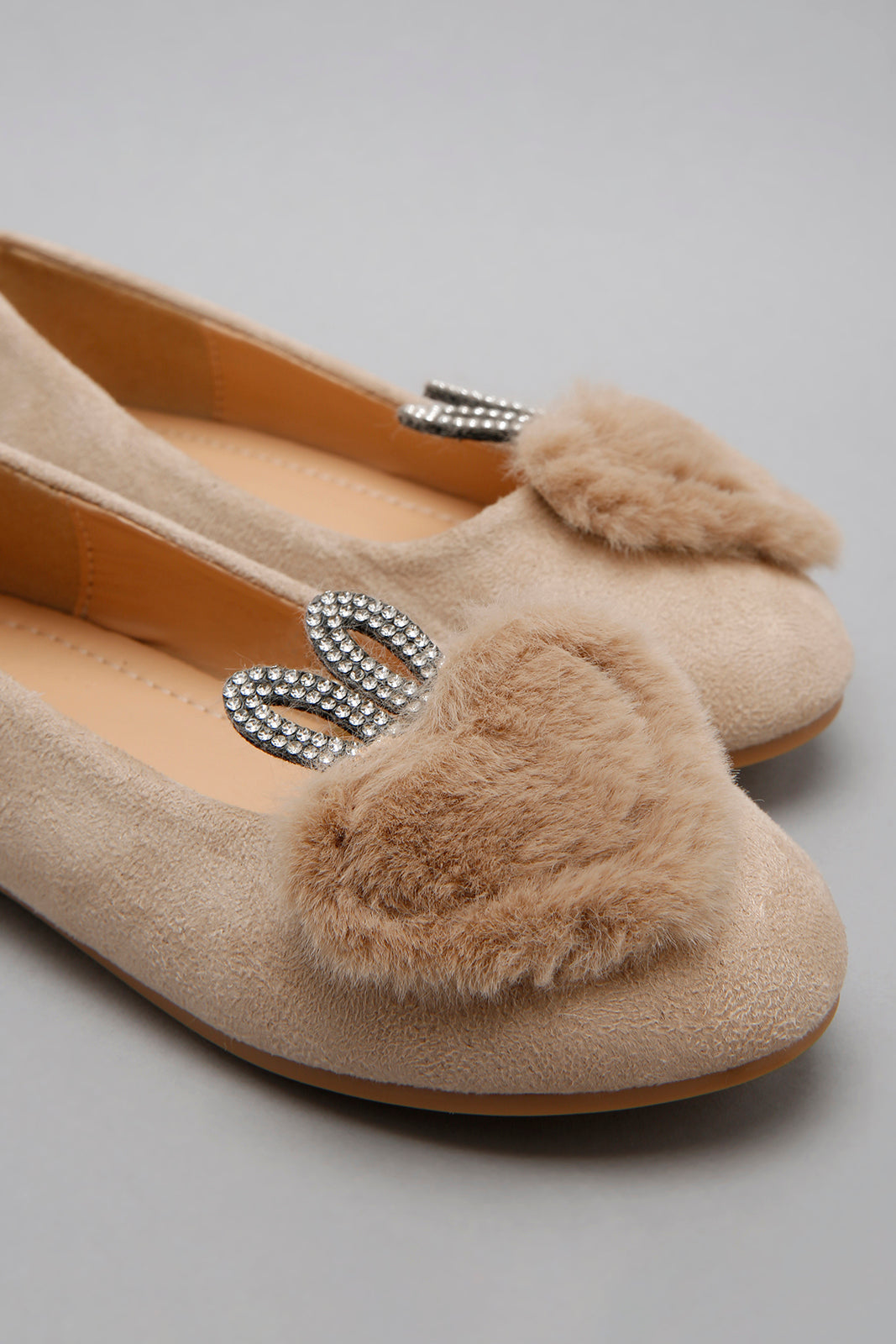 Beige Faux-Fur Buny Ballerina