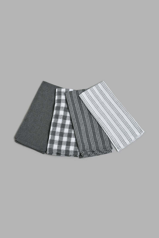 Redtag-Grey-Kitchen-Towel-(4-Piece)-Colour:Grey,-Filter:Home-Dining,-HMW-DIN-Kitchen-Towels,-New-In,-New-In-HMW-DIN,-Non-Sale,-Section:Homewares,-W21B-Home-Dining-