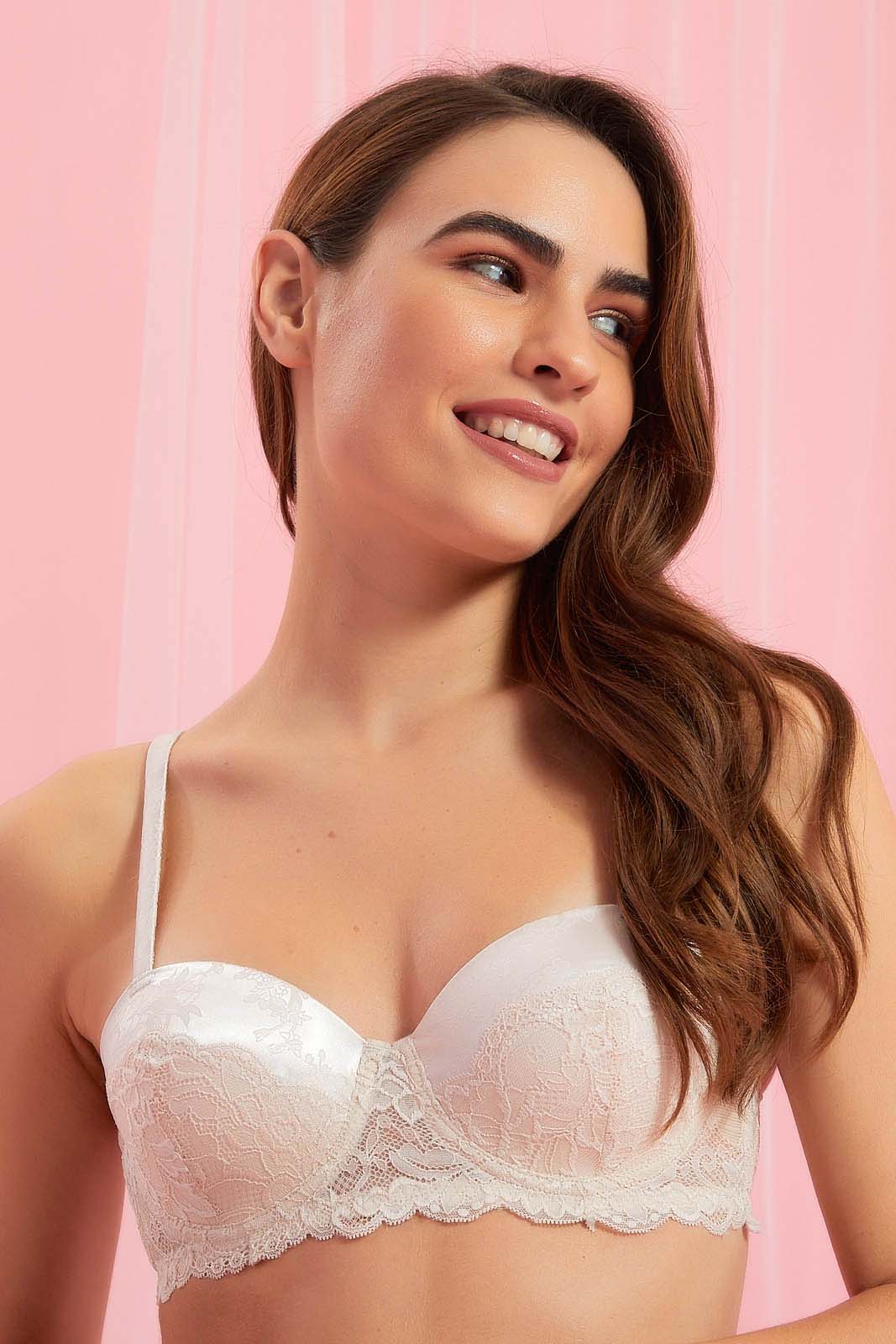 Maroon And Cream Padded Balconette Bra Set (2 Piece)