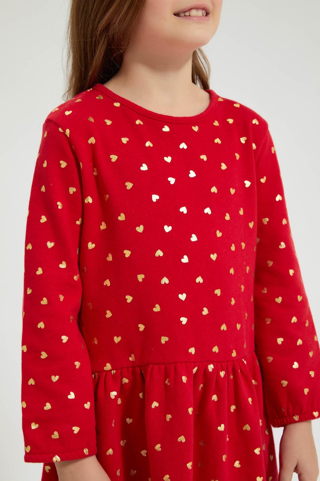 Redtag-Red-Polka-Dot-Printed-Dress-Dresses-Girls-2 to 8 Years