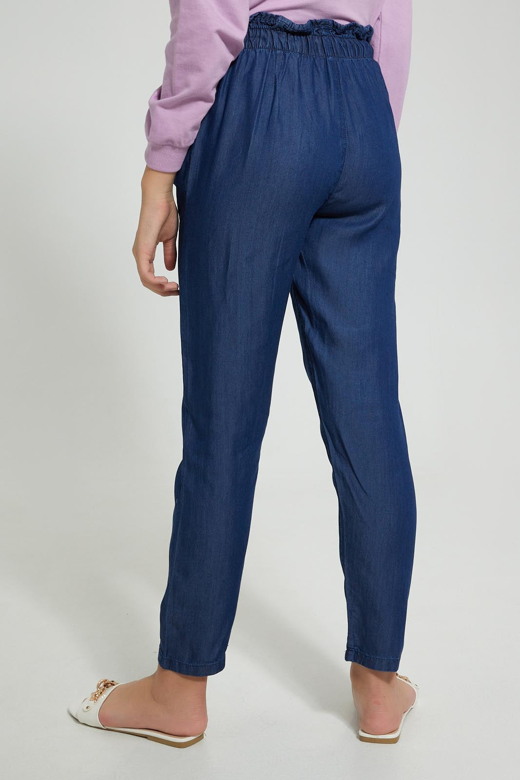 Redtag-Dk-Wash-Paperbagwaist-Jogger-Jeggings-Senior-Girls-9 to 14 Years