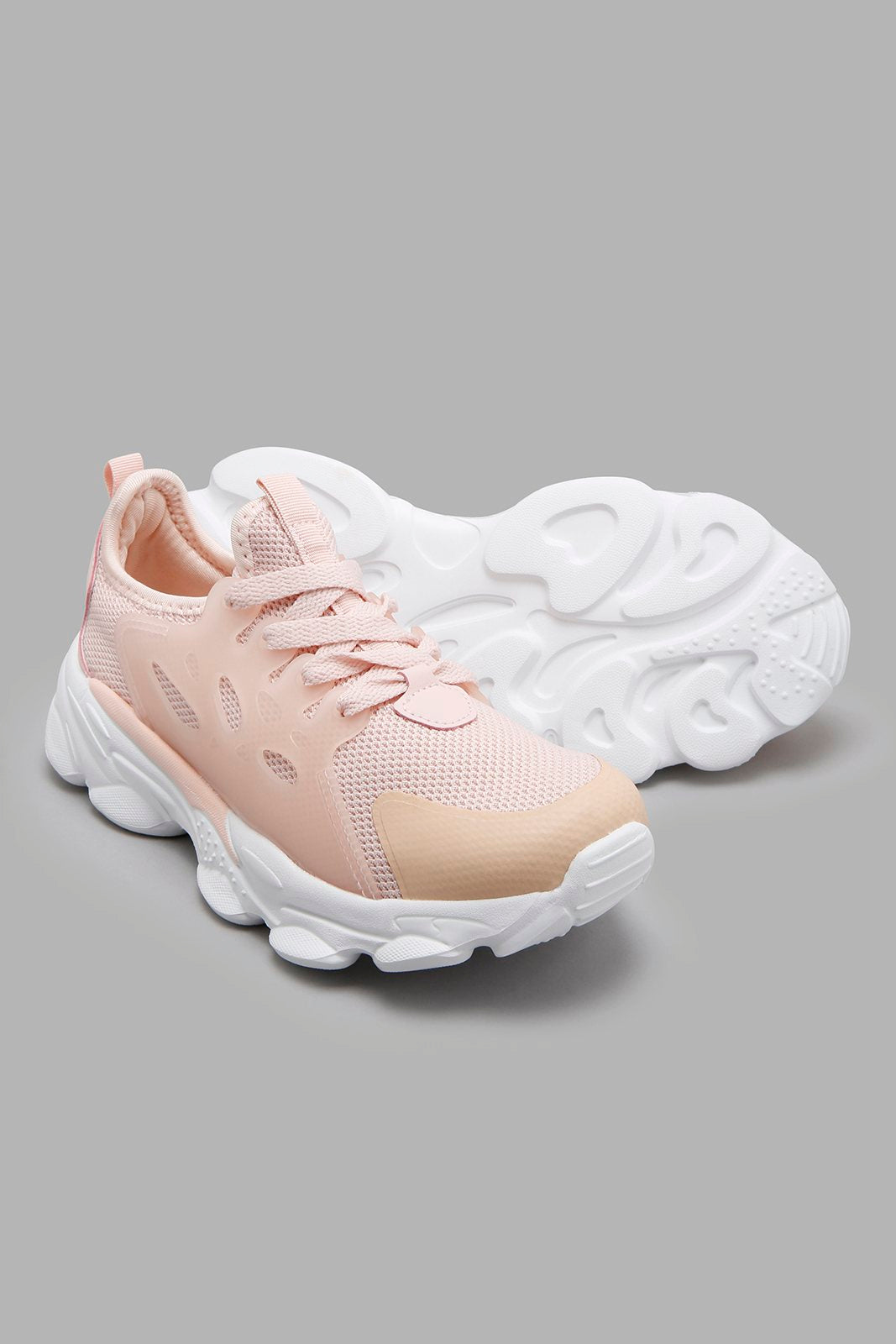 Redtag-Pink-Lace-Up-Sneaker-With-Overlay-Character,-Colour:Pale-Pink,-Filter:Women's-Footwear,-New-In,-New-In-Women-FOO,-Non-Sale,-W21B,-Women-Trainers-Women's-