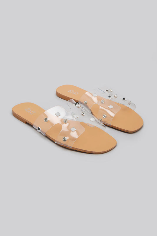 Clear Mule With Stud Trim