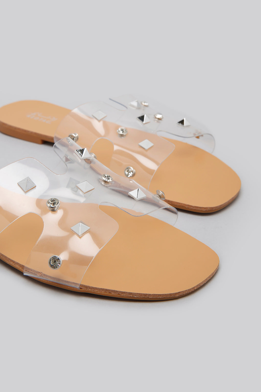Clear Mule With Stud Trim