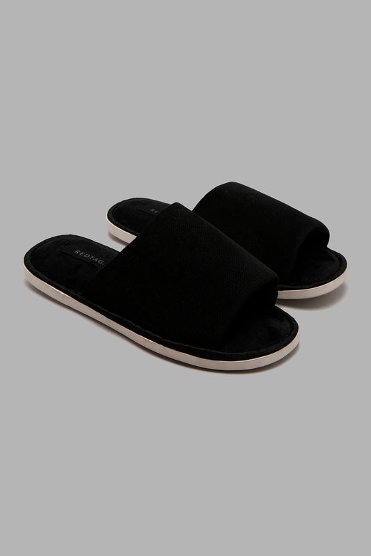 Redtag-Black-Plain-Slipper-Slippers-Men's-