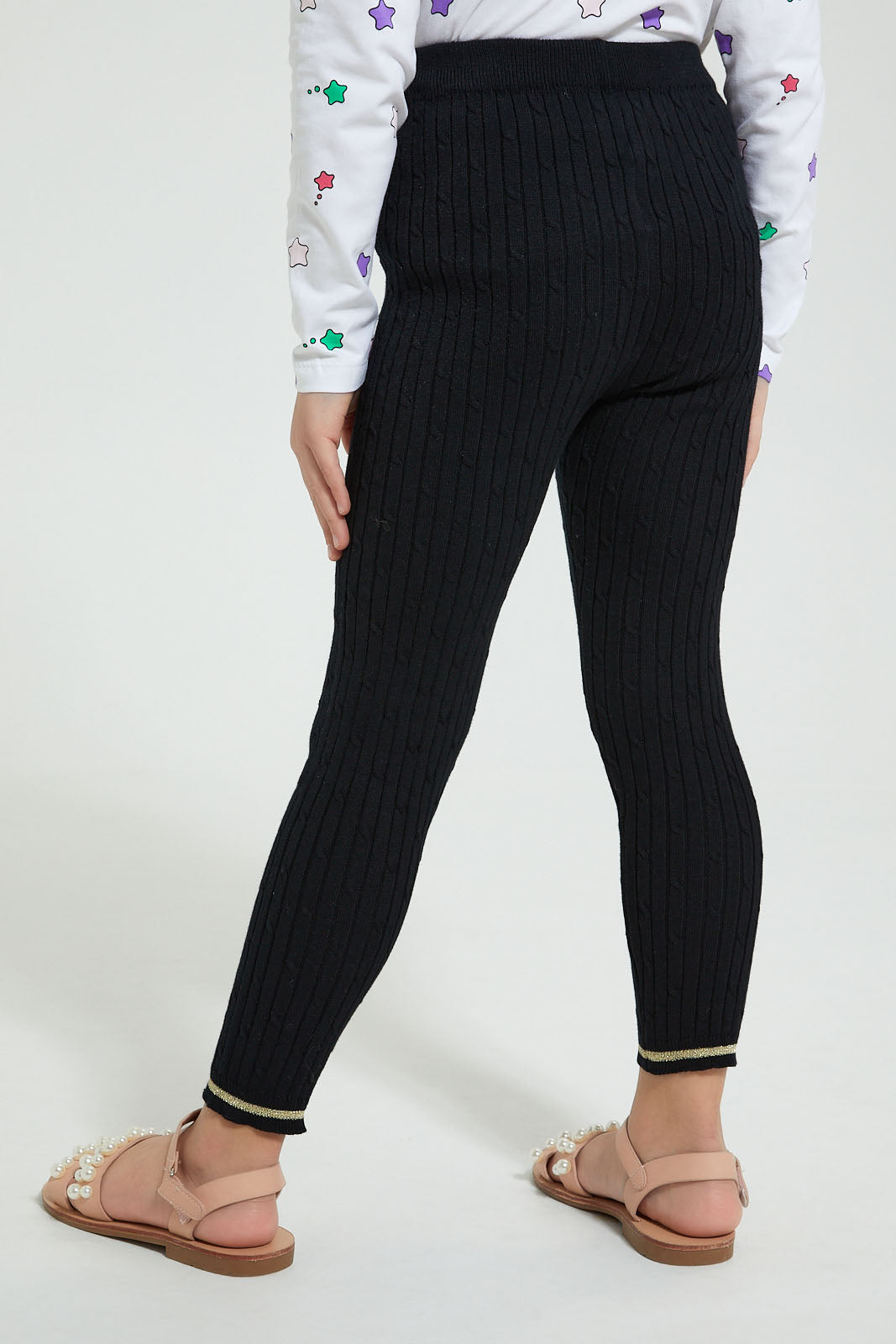 Redtag-Black-Sweater-Legging-Colour:Black,-Filter:Girls-(2-to-8-Yrs),-Girls-Leggings,-New-In,-New-In-GIR,-Non-Sale,-Section:Kidswear,-TBL,-W21B-Girls-2 to 8 Years
