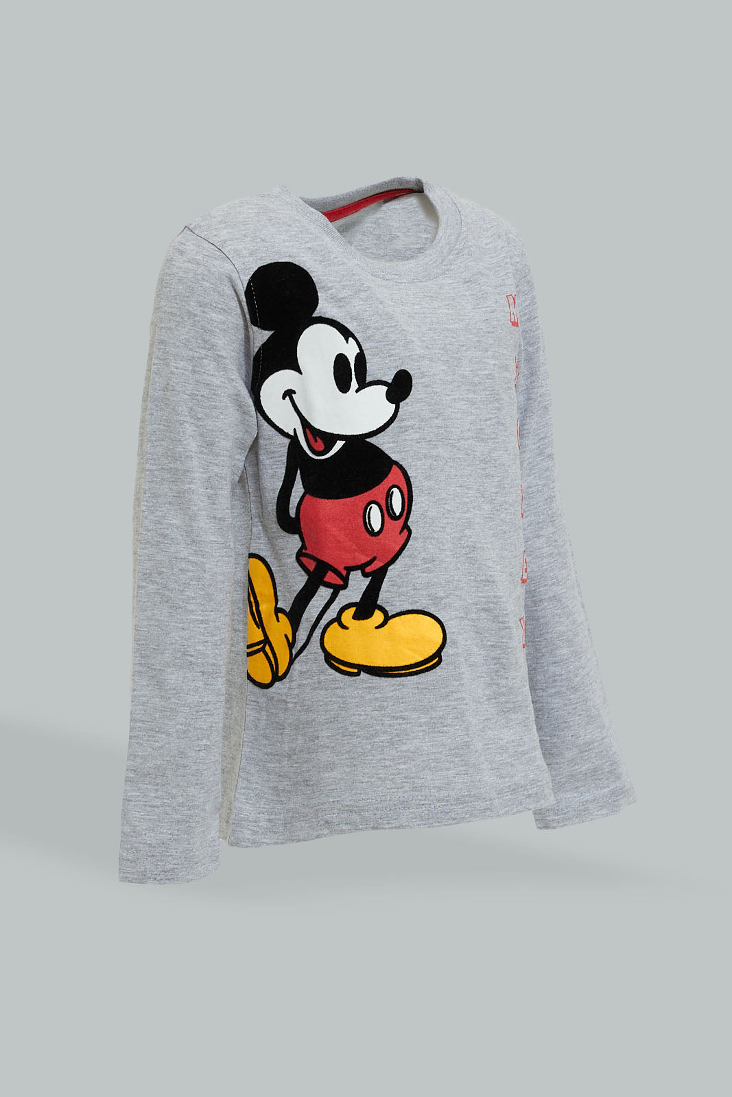 Grey Mickey Mouse Print T-Shirt