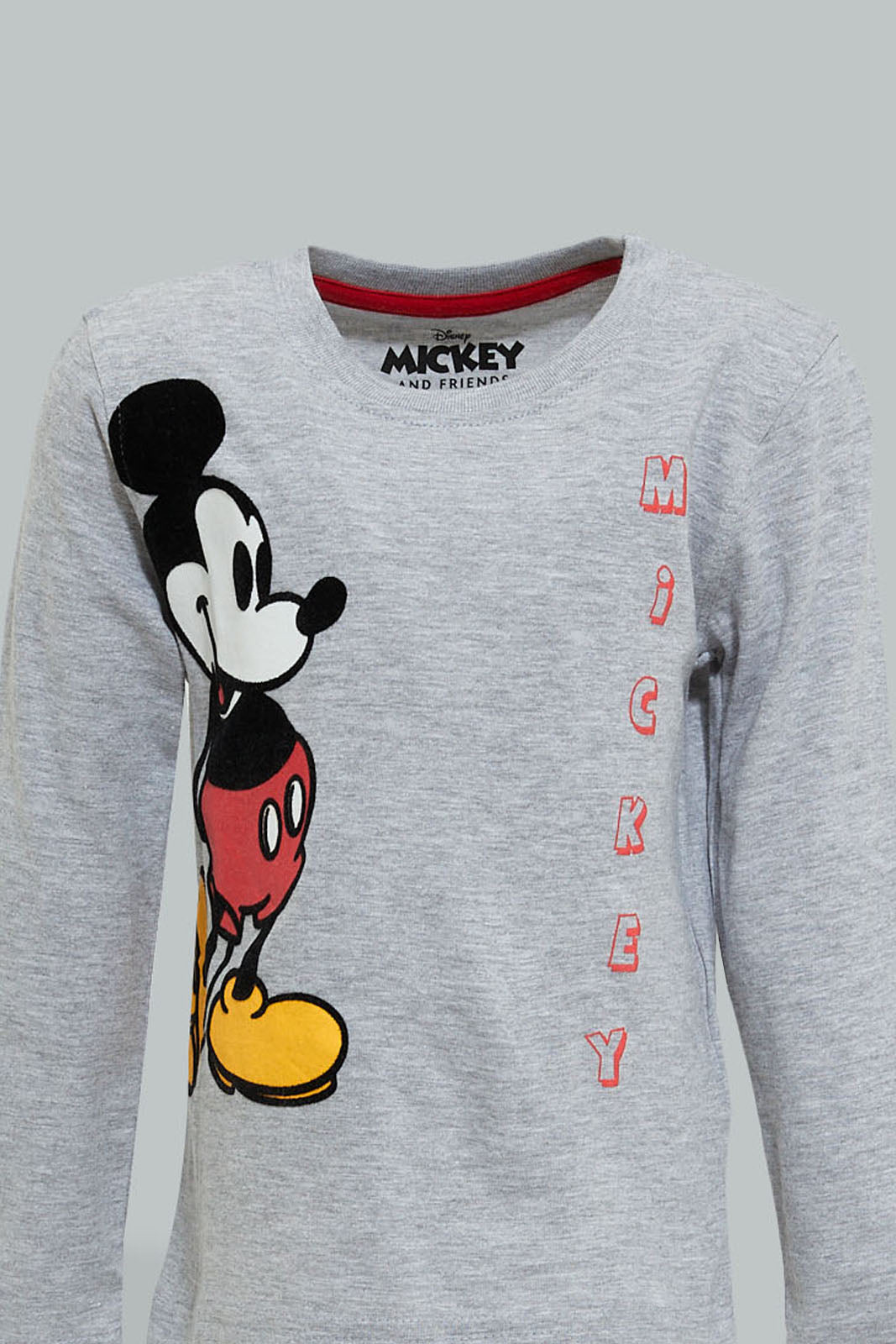 Grey Mickey Mouse Print T-Shirt