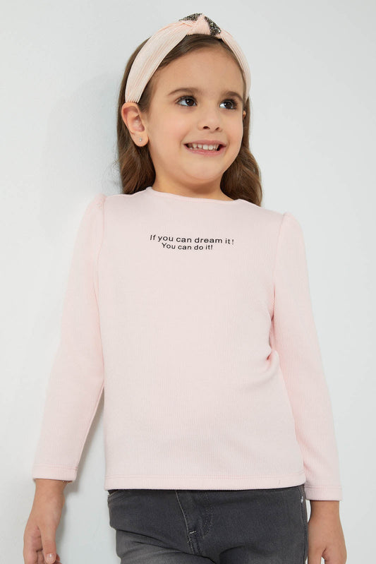 Pink Slogan Print T-Shirt