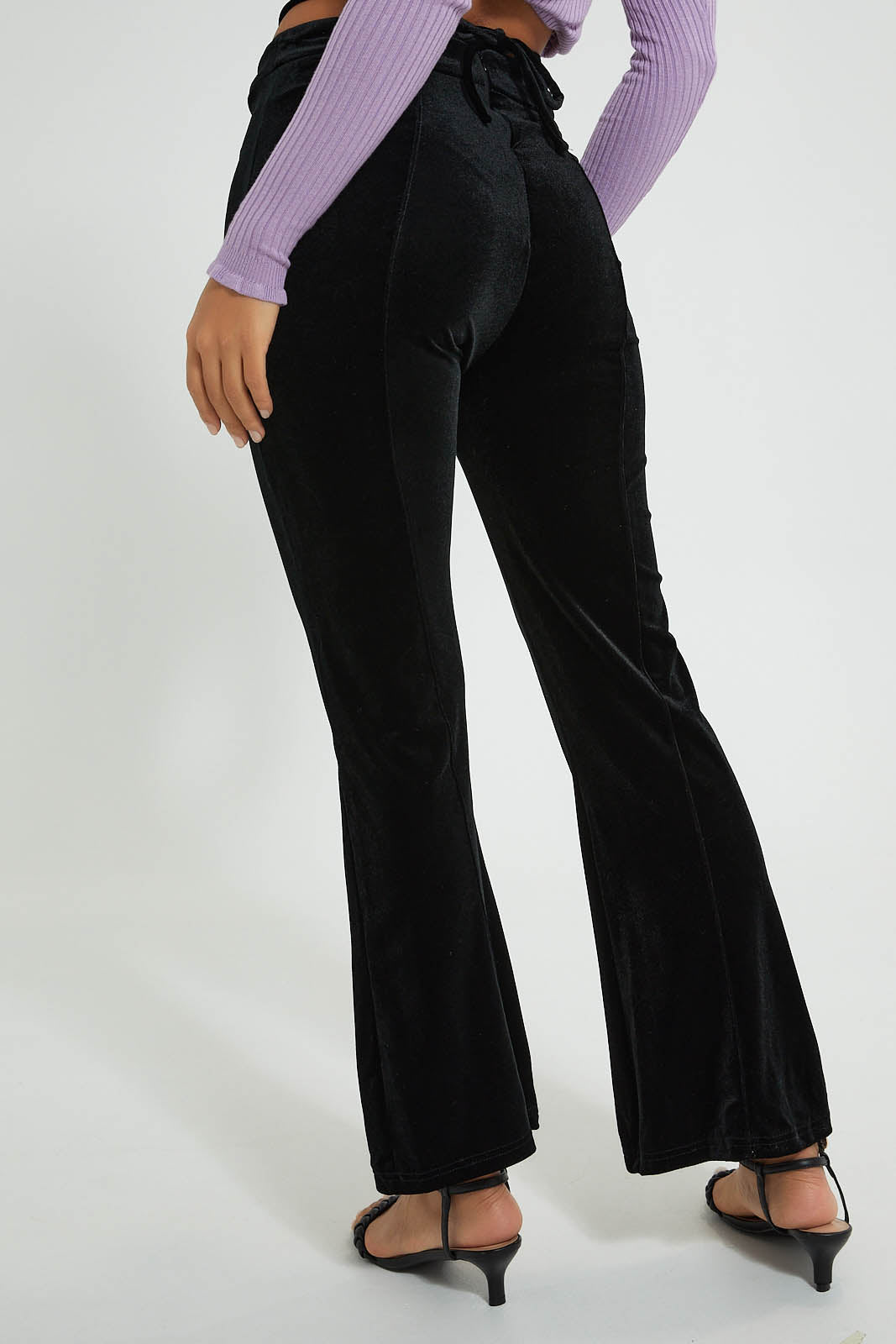 Redtag-String-Detail-Velour-Trouser-Colour:Black,-Filter:Women's-Clothing,-New-In,-New-In-Women,-Non-Sale,-Section:Women,-W21B,-Women-Trousers-Women's-