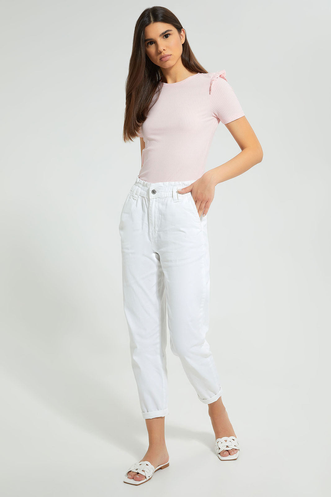 Redtag-Pink-Ruffle-Detail-Sleeve-Blouse-Tops-Women's-