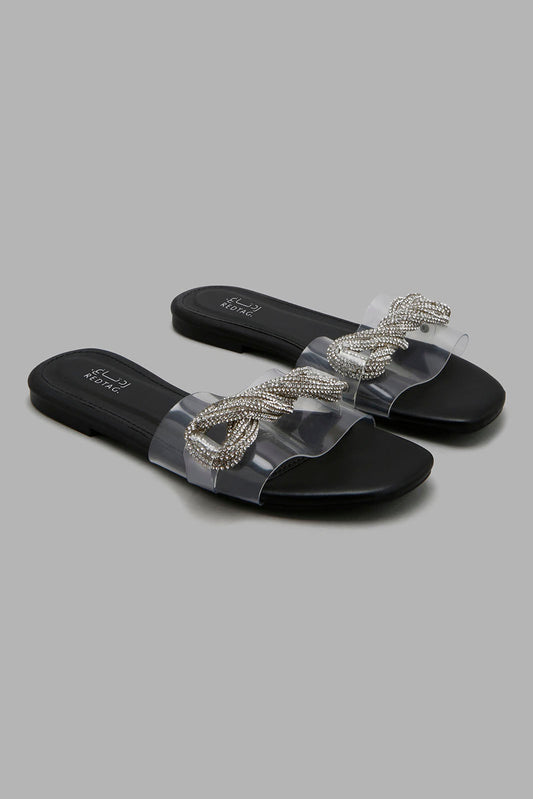 Redtag-Black-Embellished-Mule-Character,-Colour:Black,-Filter:Women's-Footwear,-New-In,-New-In-Women-FOO,-Non-Sale,-W21B,-Women-Casual-Sandals-Women's-